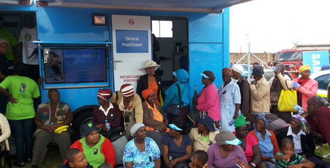 Community members waiting to be screened by a doctor at the Samsung Solar Powered Health Centre in Mokopane