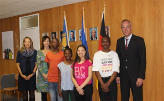 From left to right: Mrs Jana Wall, Mrs Corinna Burth, Mr Rodriquess Mauha, Ms Kabuba Masule, Ms Lindsay von der Merwe, Mr Vilho Nanyoka, Mr Ullrich Kinne